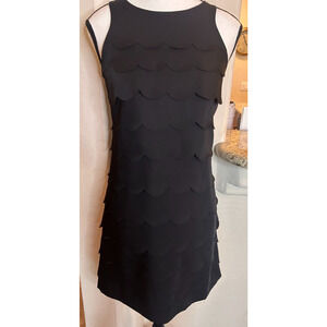 White House Black Market Black Scallop Tiered Mini A line Dress Size 00